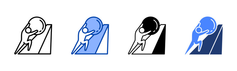 Hard Work icon set multiple style collection