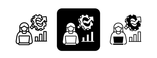 Focus  Solid color and black line drawing vector illustration set