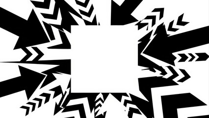 Abstract Black and White Arrows Pointing Inward with Central White Square.
