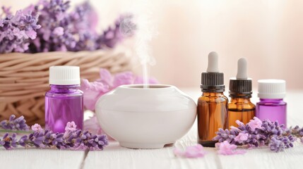 Aromatic oils with lavender for relaxation.