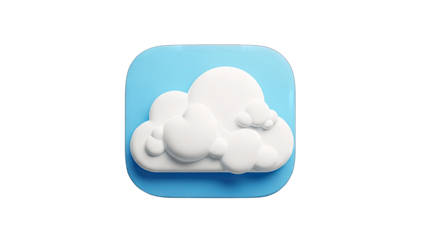 3D Cloud Icon on Blue Background