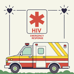 HIV emergency response ambulance with star of life symbol medical