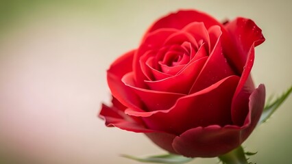 Single red rose in bloom