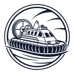 Hovercraft Moving Through Water With Stylized Waves Keywords: hovercraft, vehicle