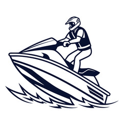 Jet Ski Rider Wearing Helmet And Life Vest Keywords: jet ski, personal watercraft, water sport