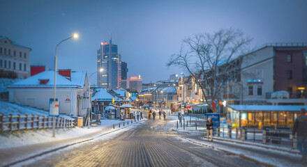 Minsk city center on Christmas Eve.