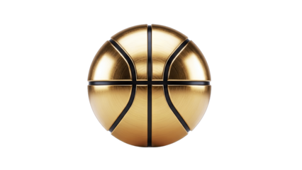 Golden Basketball on White Background