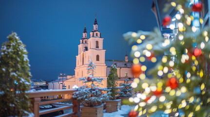 Minsk city center on Christmas Eve.