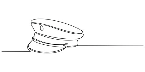 Continuous line drawing of a peaked cap Vector, illustration