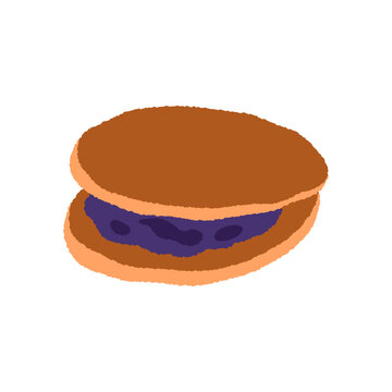 手書き風の食べ物単品アイコンイラスト　どら焼き