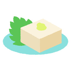 手書き風の食べ物単品アイコンイラスト　豆腐