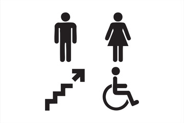 Universal Bathroom and Accessibility Icons for Inclusive Signage