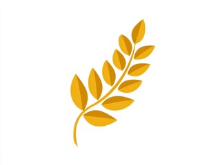 Obraz premium Simplified illustration of a wheat sprig, rendered in warm yellow and orange hues against a clean white background, for a natural aesthetic