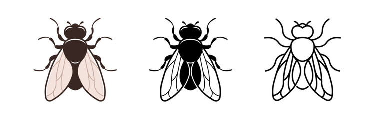 Simple fly icon isolated on white background