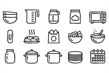 Kitchenware Line Icons for Food Preparation Dashboards