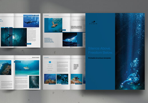 Blue Deep Ocean Clean Nature Promo Brochure Layout