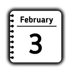 February 3st calendar new year day reminder icon note pad diary symbol