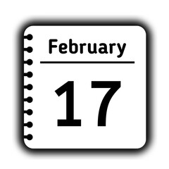 February 17st calendar new year day reminder icon note pad diary symbol