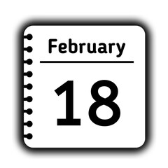 February 18st calendar new year day reminder icon note pad diary symbol