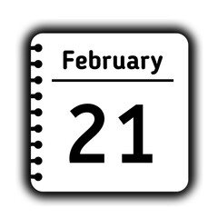 February 21st calendar new year day reminder icon note pad diary symbol