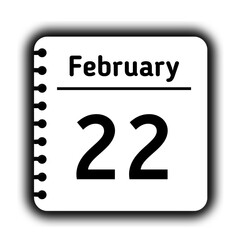 February 22st calendar new year day reminder icon note pad diary symbol