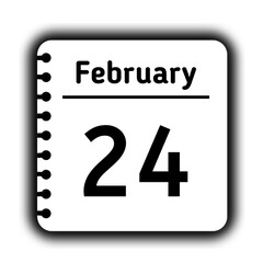 February 24st calendar new year day reminder icon note pad diary symbol
