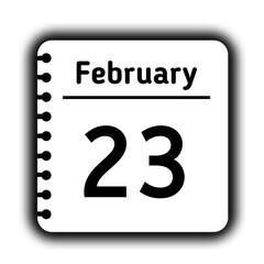 February 23st calendar new year day reminder icon note pad diary symbol