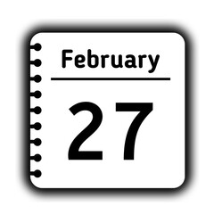 February 27st calendar new year day reminder icon note pad diary symbol