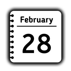 February 28st calendar new year day reminder icon note pad diary symbol