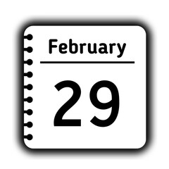 February 29st calendar new year day reminder icon note pad diary symbol