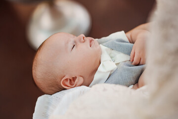 Baby peacefully sleeping in a cozy setting