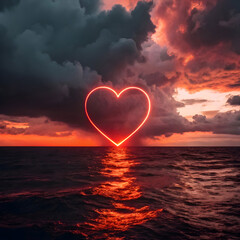 a dramatic stormy sunset over the ocean with clouds