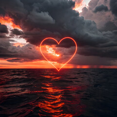 a dramatic stormy sunset over the ocean with clouds