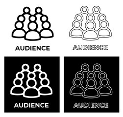 Audience Icons: Set of simple black and white icons illustrating audience or group of people, symbolizing engagement, community, and communication in PR.