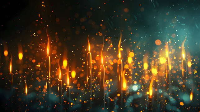 candlestick chart made of glowing magic wands
