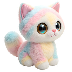 a kawaii-style kitten plush toy with big sparkling eyes