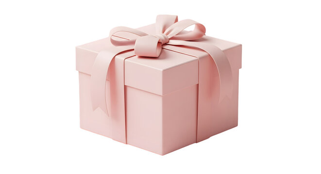 Pink gift box with ribbon bow on black background