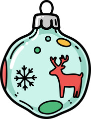 Festive Christmas Ornament with Reindeer and Snowflake Design.