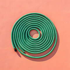 an aerial view of a vibrant green coiled garden hoe