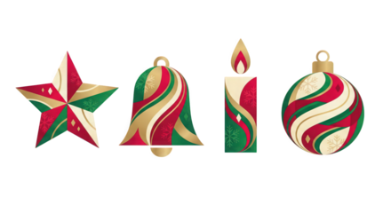 Festive Christmas Symbols with Abstract Swirl Patterns