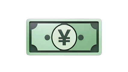 Yen Banknote Icon on White Background