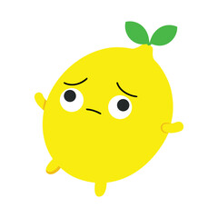 Obraz premium Eye Rolling Lemon Character Electric Yellow Cartoon
