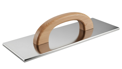 Professional stainless steel plastering trowel with ergonomic light wood handle