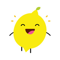 Fototapeta premium Laughing Lemon Character Electric Yellow Illustration