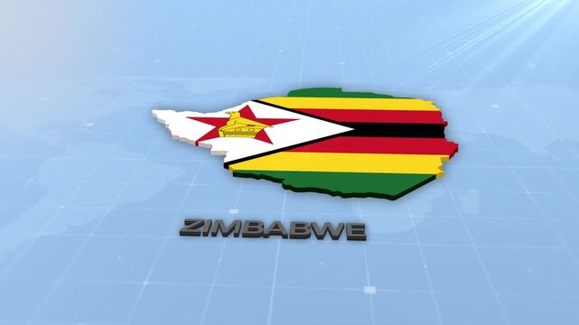 Zimbabwe Geographic Map and Flag Animated Motion Graphic Background