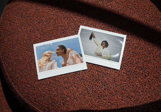 Mockup Of Two Customized Instant Camera Photos