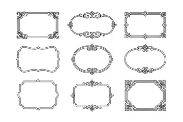 Elegant set of vintage ornamental frames and decorative scroll borders collection