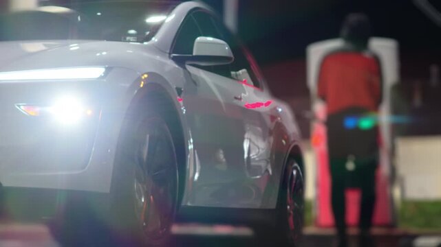 Charging an EV at a Supercharger
