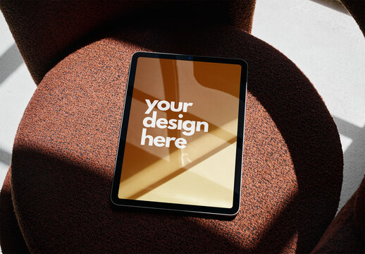 Mockup Of Digital Tablet With Customizable Vertical Screen
