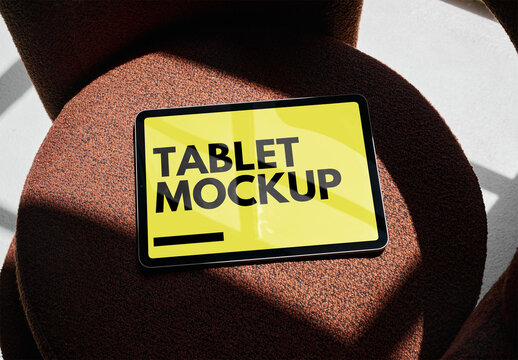 Mockup Of Digital Tablet With Customizable Horizontal Screen